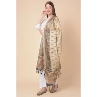 Women's Art Silk Printed Dupatta (Gold, Length:Â 2.25 to 2.50 Mtr) - Gold