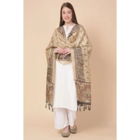 Women's Art Silk Printed Dupatta (Gold, Length:Â 2.25 to 2.50 Mtr) - Gold