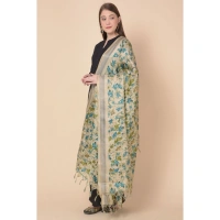 Women's Art Silk Printed Dupatta (Gold, Length: 2.25 to 2.50 Mtr)