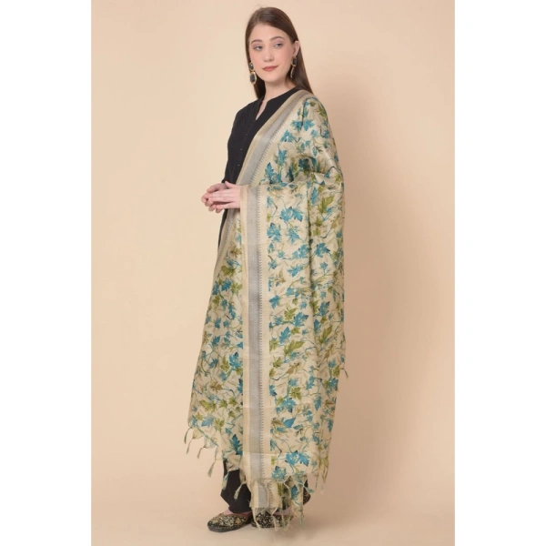 Women's Art Silk Printed Dupatta (Gold, Length: 2.25 to 2.50 Mtr)