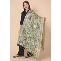 Women's Art Silk Printed Dupatta (Gold, Length: 2.25 to 2.50 Mtr)
