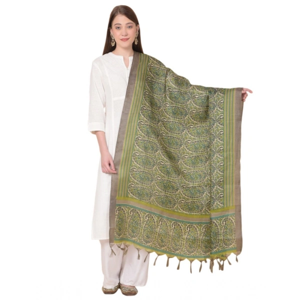 Women's Art Silk Printed Dupatta (Green, Length:Â 2.25 to 2.50 Mtr)