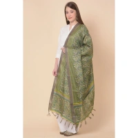 Women's Art Silk Printed Dupatta (Green, Length:Â 2.25 to 2.50 Mtr)