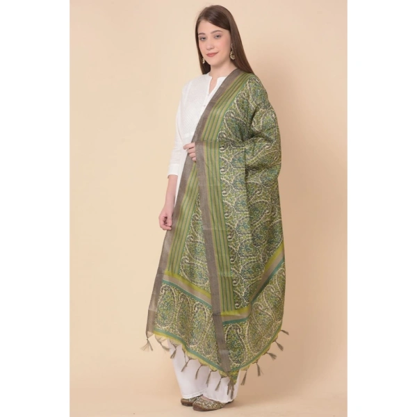 Women's Art Silk Printed Dupatta (Green, Length:Â 2.25 to 2.50 Mtr)