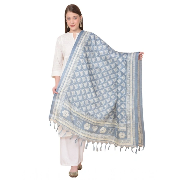 Women's Art Silk Printed Dupatta (Grey, Length:Â 2.25 to 2.50 Mtr) - Grey