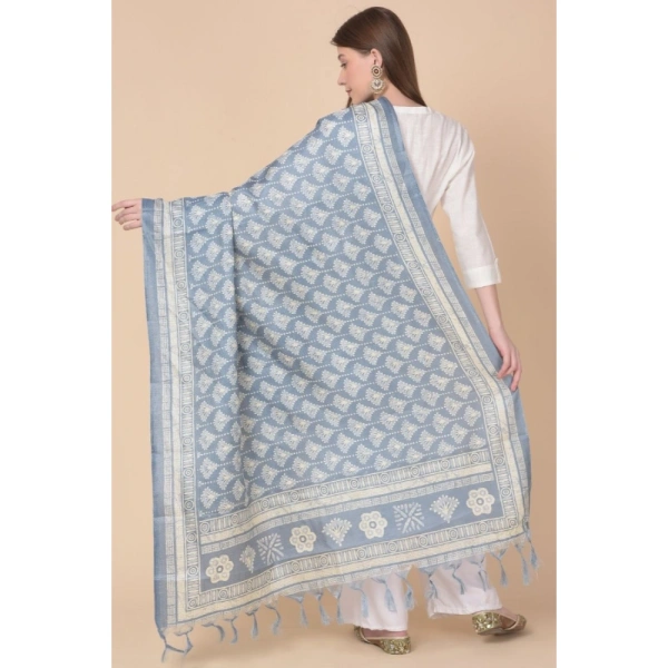 Women's Art Silk Printed Dupatta (Grey, Length:Â 2.25 to 2.50 Mtr) - Grey