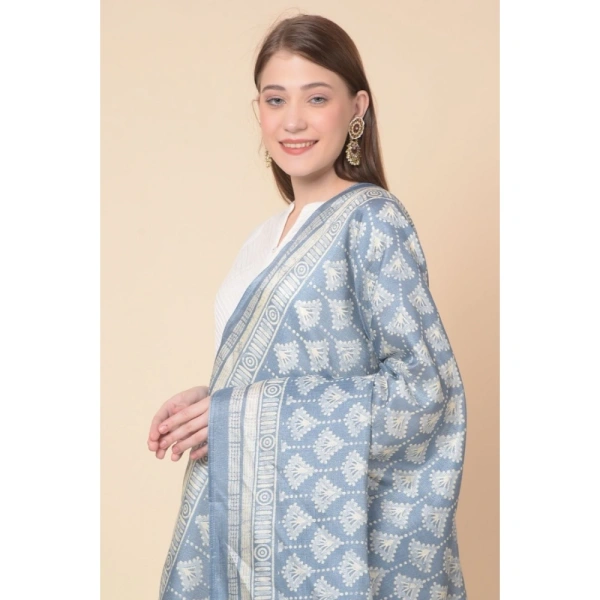 Women's Art Silk Printed Dupatta (Grey, Length:Â 2.25 to 2.50 Mtr) - Grey