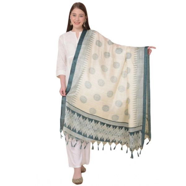 Women's Art Silk Printed Dupatta (Grey, Length:Â 2.25 to 2.50 Mtr)