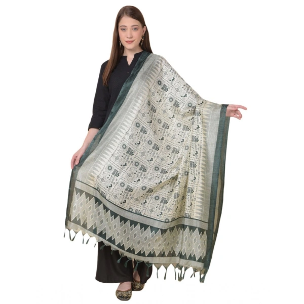 Women's Art Silk Printed Dupatta (Grey, Length:Â 2.25 to 2.50 Mtr)