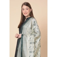 Women's Art Silk Printed Dupatta (Grey, Length:Â 2.25 to 2.50 Mtr)