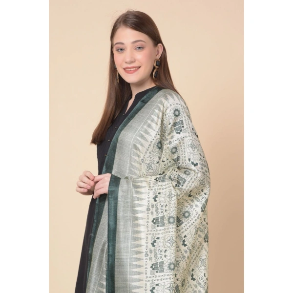 Women's Art Silk Printed Dupatta (Grey, Length:Â 2.25 to 2.50 Mtr)
