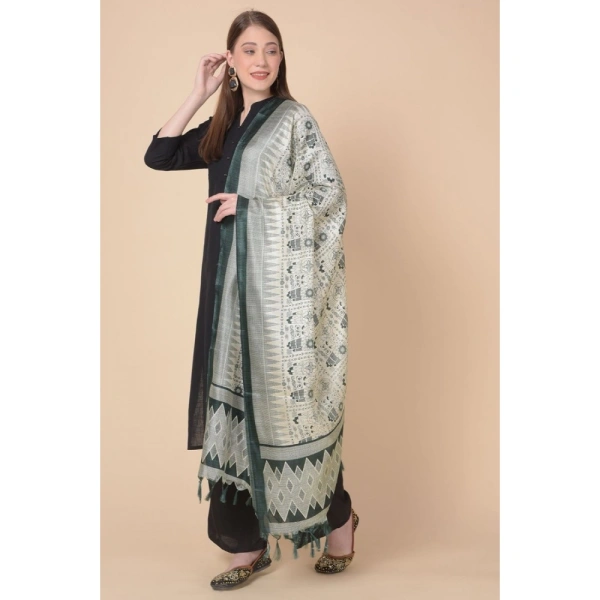 Women's Art Silk Printed Dupatta (Grey, Length:Â 2.25 to 2.50 Mtr)