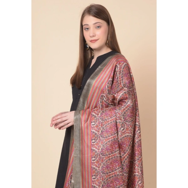 Women's Art Silk Printed Dupatta (Grey, Length:Â 2.25 to 2.50 Mtr)