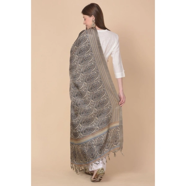Women's Art Silk Printed Dupatta (Grey, Length:Â 2.25 to 2.50 Mtr)