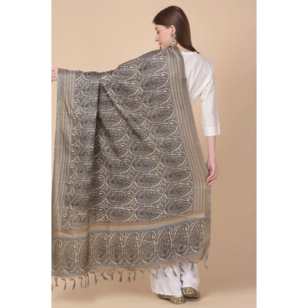 Women's Art Silk Printed Dupatta (Grey, Length:Â 2.25 to 2.50 Mtr)