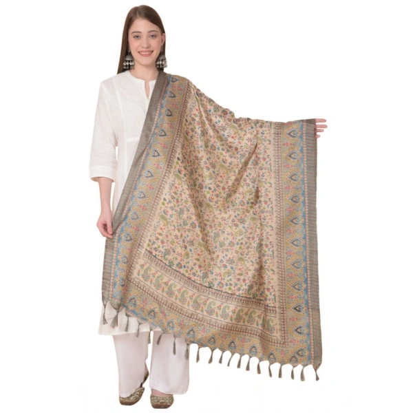 shopnav's Women's Art Silk Printed Dupatta (Light Brown, Length:Â 2.25 to 2.50 Mtr) - Light Brown