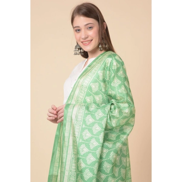 Women's Art Silk Printed Dupatta (Light Green, Length:Â 2.25 to 2.50 Mtr) - Light Green