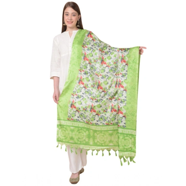 Women's Art Silk Printed Dupatta (Light Green, Length:Â 2.25 to 2.50 Mtr) - Light Green
