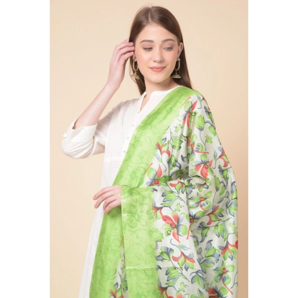 Women's Art Silk Printed Dupatta (Light Green, Length:Â 2.25 to 2.50 Mtr) - Light Green