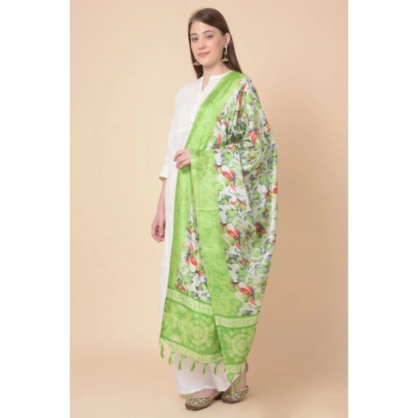Women's Art Silk Printed Dupatta (Light Green, Length:Â 2.25 to 2.50 Mtr) - Light Green