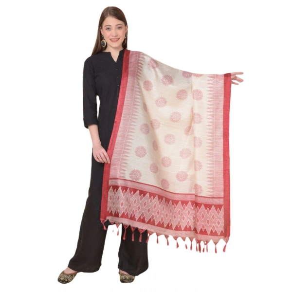 Women's Art Silk Printed Dupatta (Maroon, Length:Â 2.25 to 2.50 Mtr)