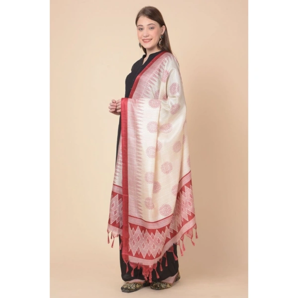 Women's Art Silk Printed Dupatta (Maroon, Length:Â 2.25 to 2.50 Mtr)