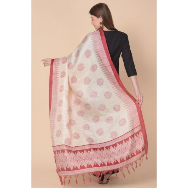Women's Art Silk Printed Dupatta (Maroon, Length:Â 2.25 to 2.50 Mtr)