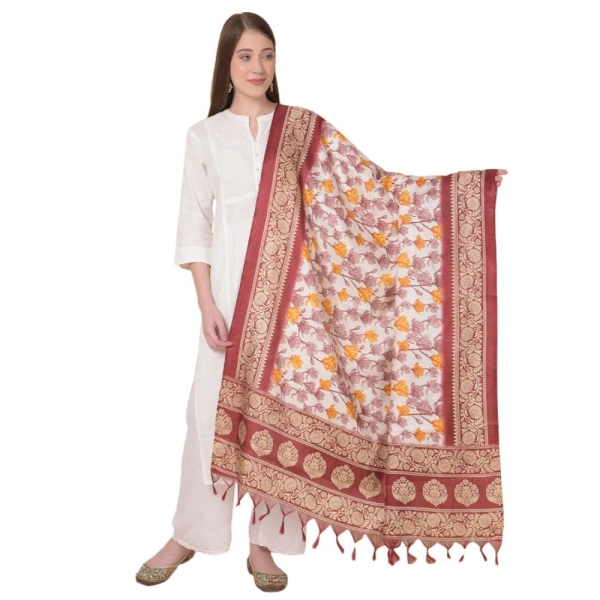Women's Art Silk Printed Dupatta (Maroon, Length:Â 2.25 to 2.50 Mtr) - Maroon