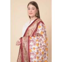 Women's Art Silk Printed Dupatta (Maroon, Length:Â 2.25 to 2.50 Mtr) - Maroon