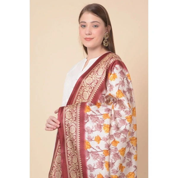 Women's Art Silk Printed Dupatta (Maroon, Length:Â 2.25 to 2.50 Mtr) - Maroon
