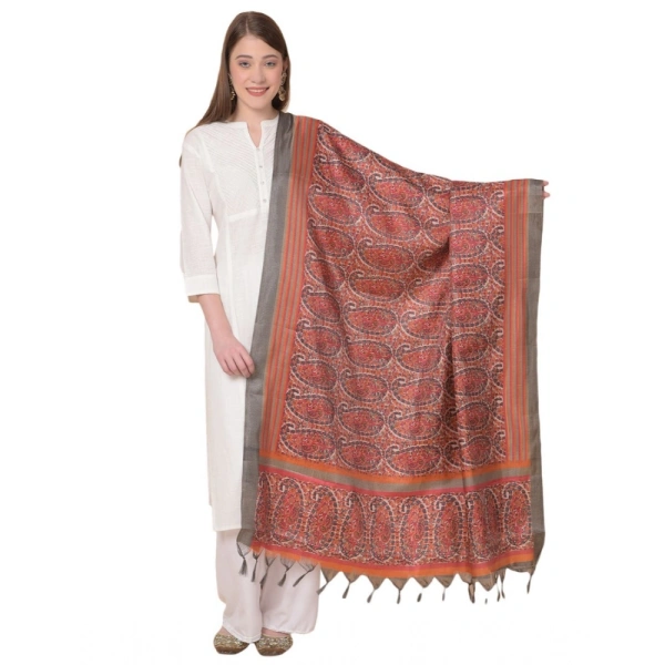 Women's Art Silk Printed Dupatta (Orange, Length:Â 2.25 to 2.50 Mtr)