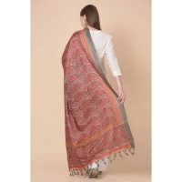 Women's Art Silk Printed Dupatta (Orange, Length:Â 2.25 to 2.50 Mtr)