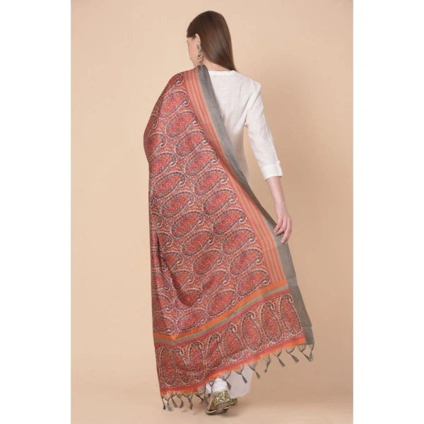 Women's Art Silk Printed Dupatta (Orange, Length:Â 2.25 to 2.50 Mtr)
