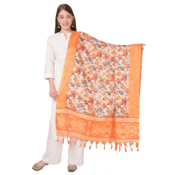 Women's Art Silk Printed Dupatta (Orange, Length:Â 2.25 to 2.50 Mtr) - Orange