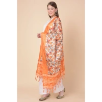 Women's Art Silk Printed Dupatta (Orange, Length:Â 2.25 to 2.50 Mtr) - Orange