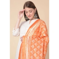 Women's Art Silk Printed Dupatta (Orange, Length:Â 2.25 to 2.50 Mtr) - Orange