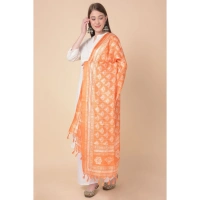 Women's Art Silk Printed Dupatta (Orange, Length:Â 2.25 to 2.50 Mtr) - Orange
