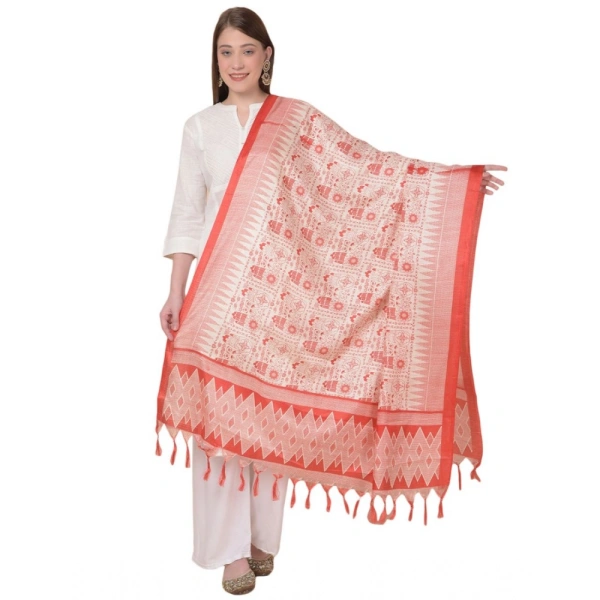 Women's Art Silk Printed Dupatta (Orange, Length:Â 2.25 to 2.50 Mtr)