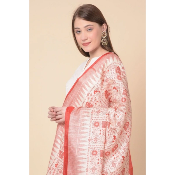 Women's Art Silk Printed Dupatta (Orange, Length:Â 2.25 to 2.50 Mtr)