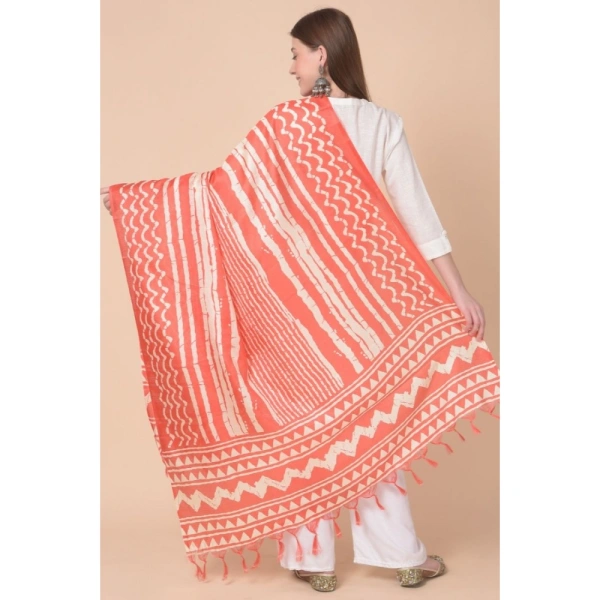 Women's Art Silk Printed Dupatta (Orange, Length:Â 2.25 to 2.50 Mtr) - Orange