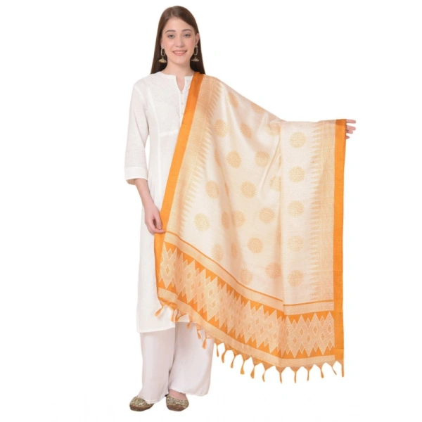 shopnav's Women's Art Silk Printed Dupatta (Orange, Length:Â 2.25 to 2.50 Mtr) - Orange