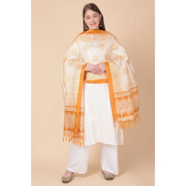 shopnav's Women's Art Silk Printed Dupatta (Orange, Length:Â 2.25 to 2.50 Mtr) - Orange