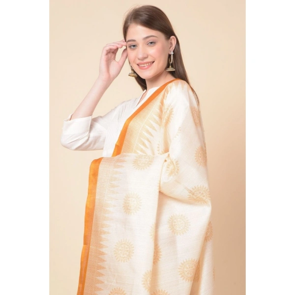 shopnav's Women's Art Silk Printed Dupatta (Orange, Length:Â 2.25 to 2.50 Mtr) - Orange