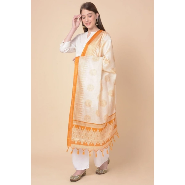 shopnav's Women's Art Silk Printed Dupatta (Orange, Length:Â 2.25 to 2.50 Mtr) - Orange