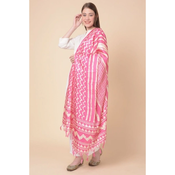 Women's Art Silk Printed Dupatta (Pink, Length:Â 2.25 to 2.50 Mtr) - Pink