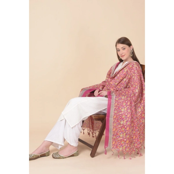 Women's Art Silk Printed Dupatta (Pink, Length:Â 2.25 to 2.50 Mtr)
