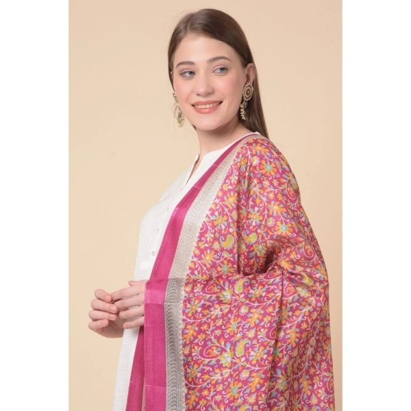 Women's Art Silk Printed Dupatta (Pink, Length:Â 2.25 to 2.50 Mtr)