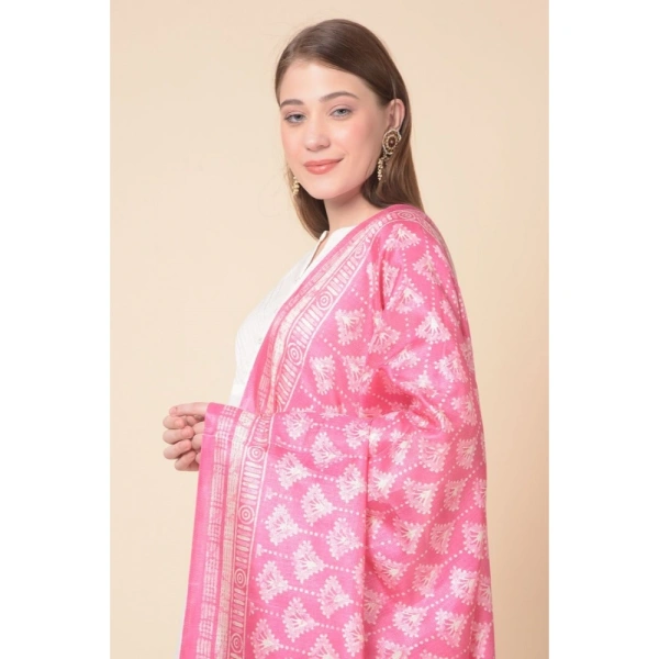 Women's Art Silk Printed Dupatta (Pink, Length:Â 2.25 to 2.50 Mtr) - Pink