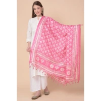 Women's Art Silk Printed Dupatta (Pink, Length:Â 2.25 to 2.50 Mtr) - Pink