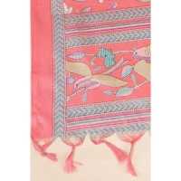 Women's Art Silk Printed Dupatta (Pink, Length: 2.25 to 2.50 Mtr)